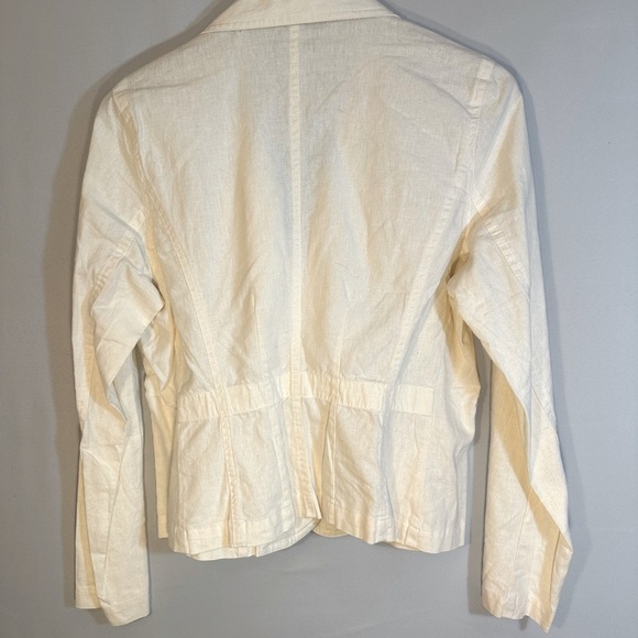 Nikki Valenti Womens Blazer Jacket Size L Linen Cotton Blend Pockets Buttons - Picture 2 of 12